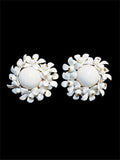 VINTAGE WHITE GLASS FLORAL EARRINGS