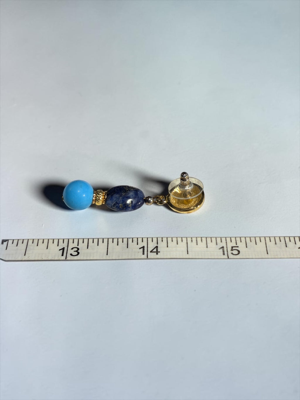 BLUE STONE BEAD EARRINGS
