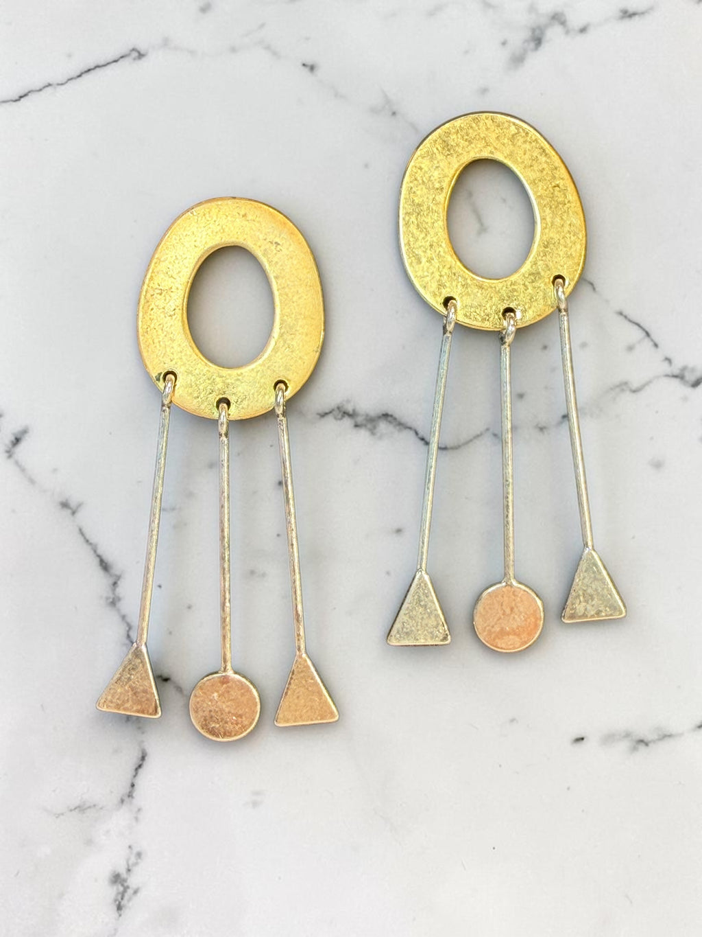 GOLD & SILVER DANGLE EARRINGS