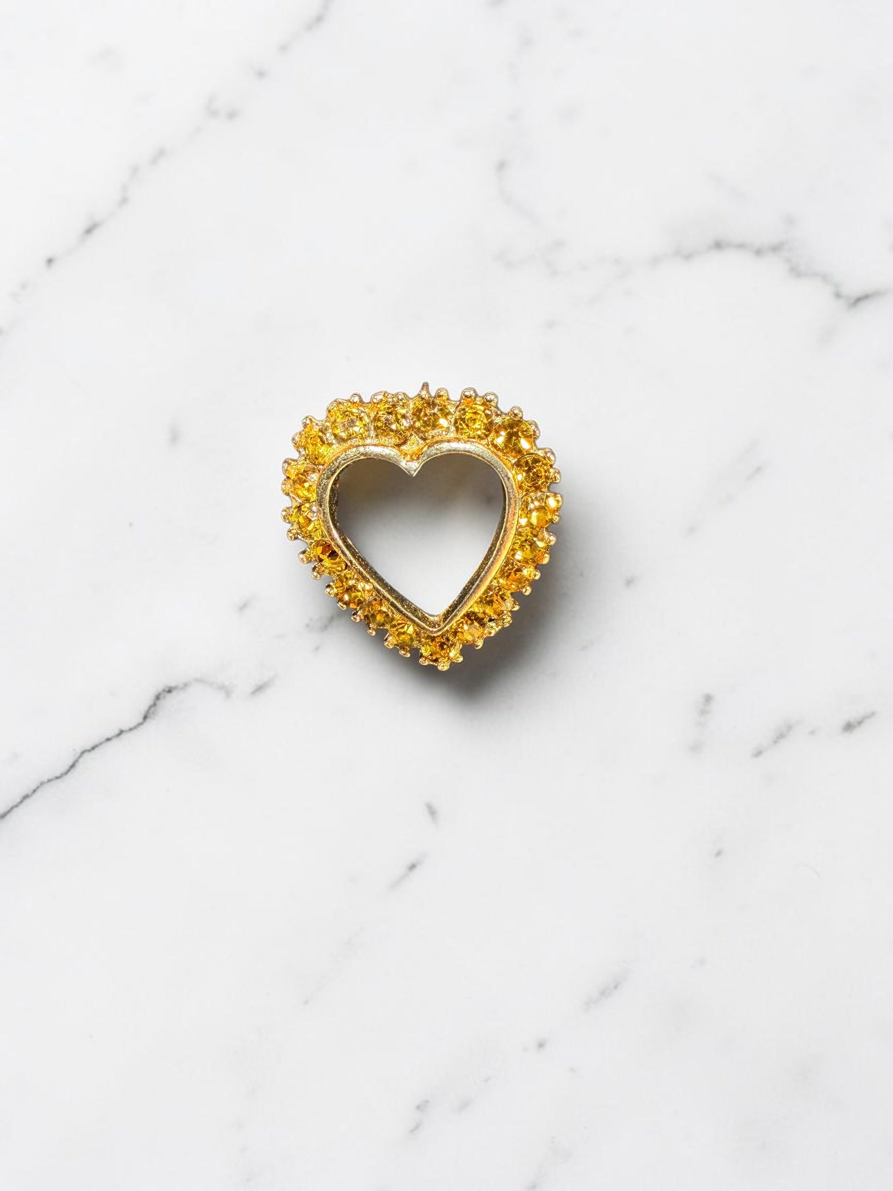 HEART SHAPED BROOCH W/ RHINESTONE HALO