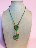 GREEN GLASS BEADED NECKLACE