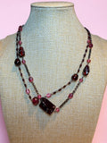 RED GLASS BEADED NECKLACE