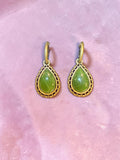 GREEN CABOCHON EARRINGS