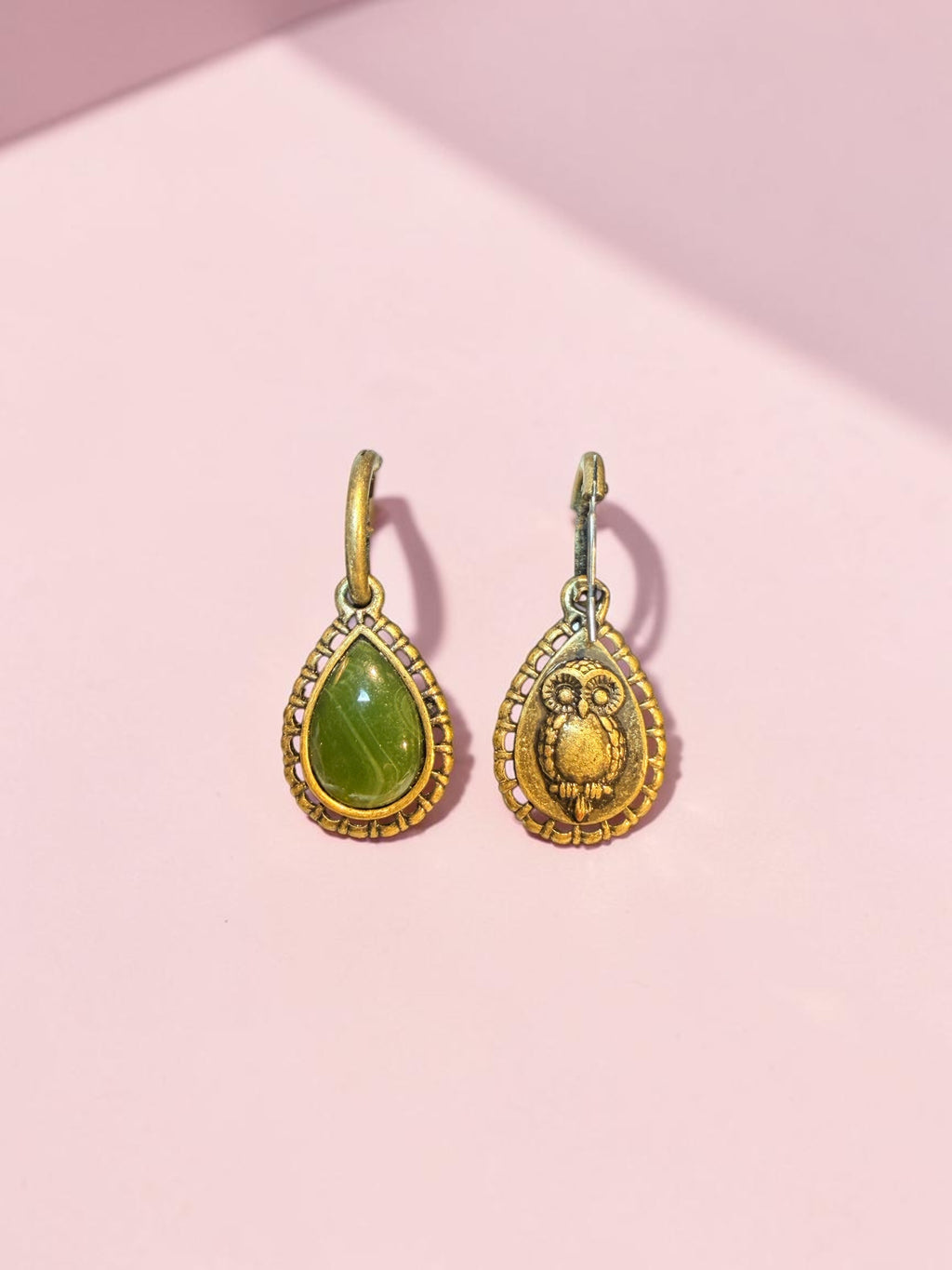 GREEN CABOCHON EARRINGS