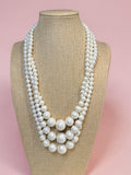 VINTAGE WHITE BEADED NECKLACE