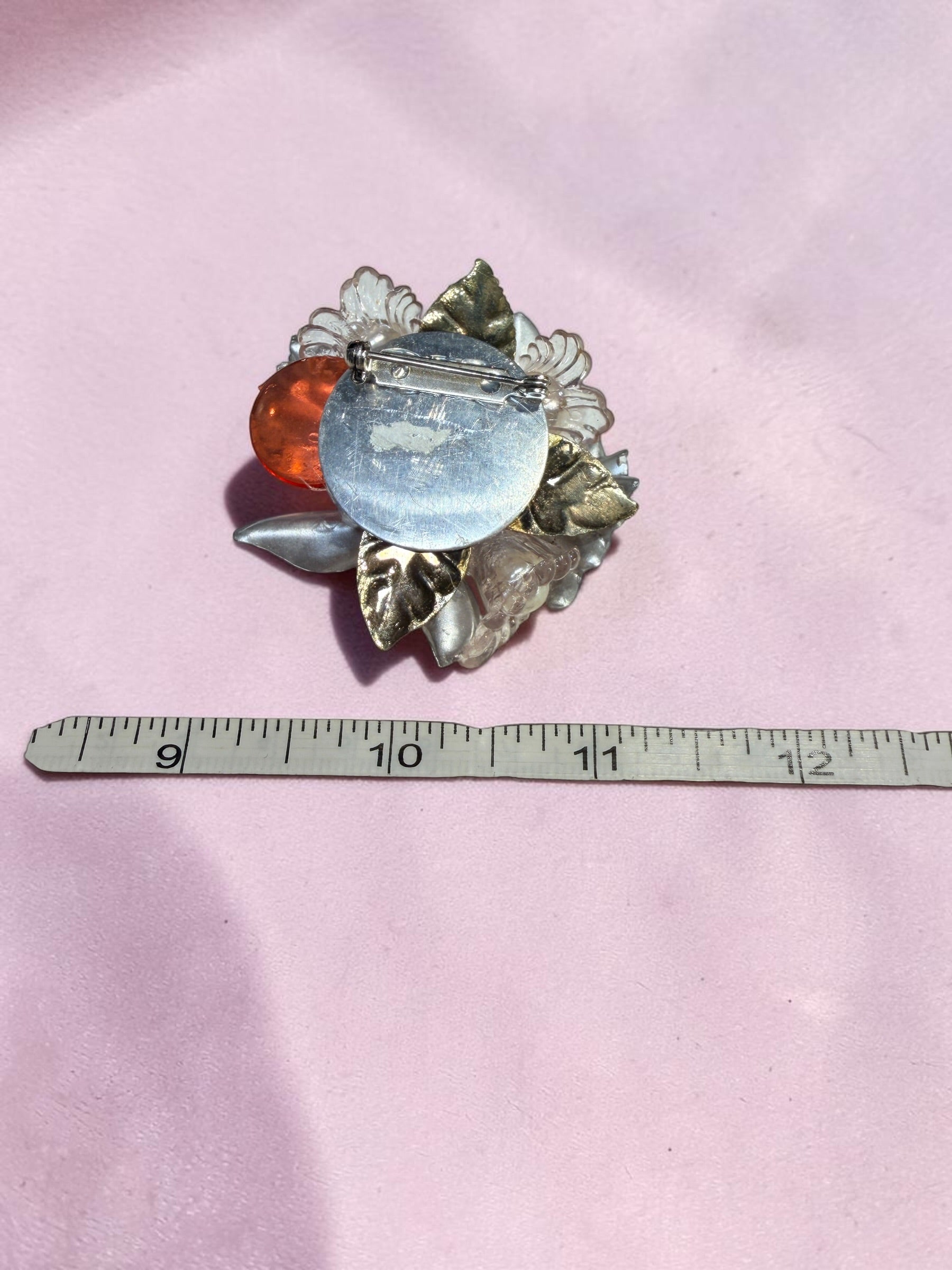 LARGE LAVENDER FLORAL BROOCH