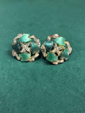 VINTAGE GREEN & SILVER EARRINGS