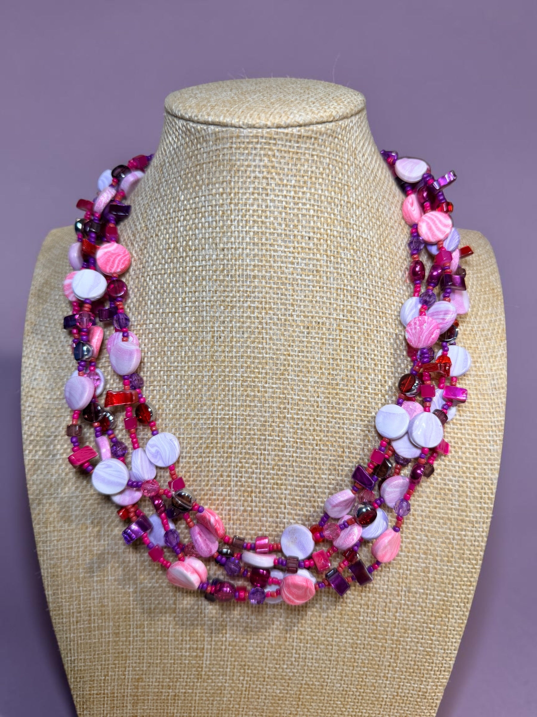 RED, PINK & PURPLE NECKLACE