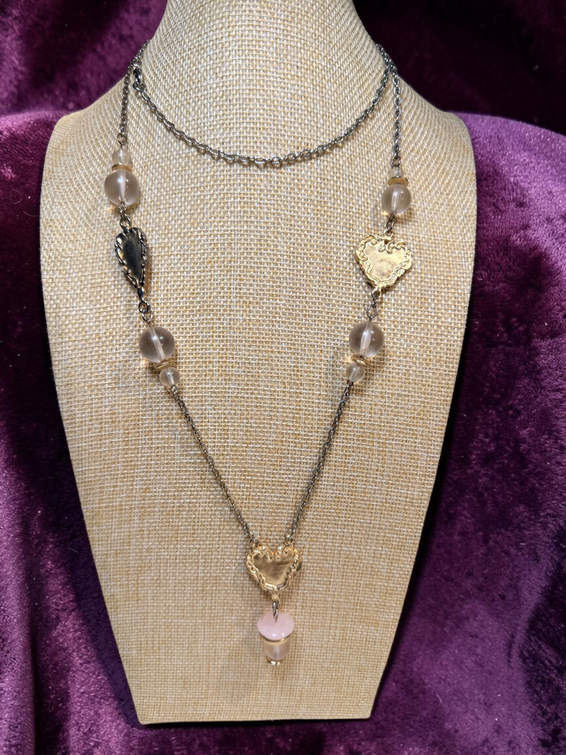 LONG GOLD & BEADED NECKLACE