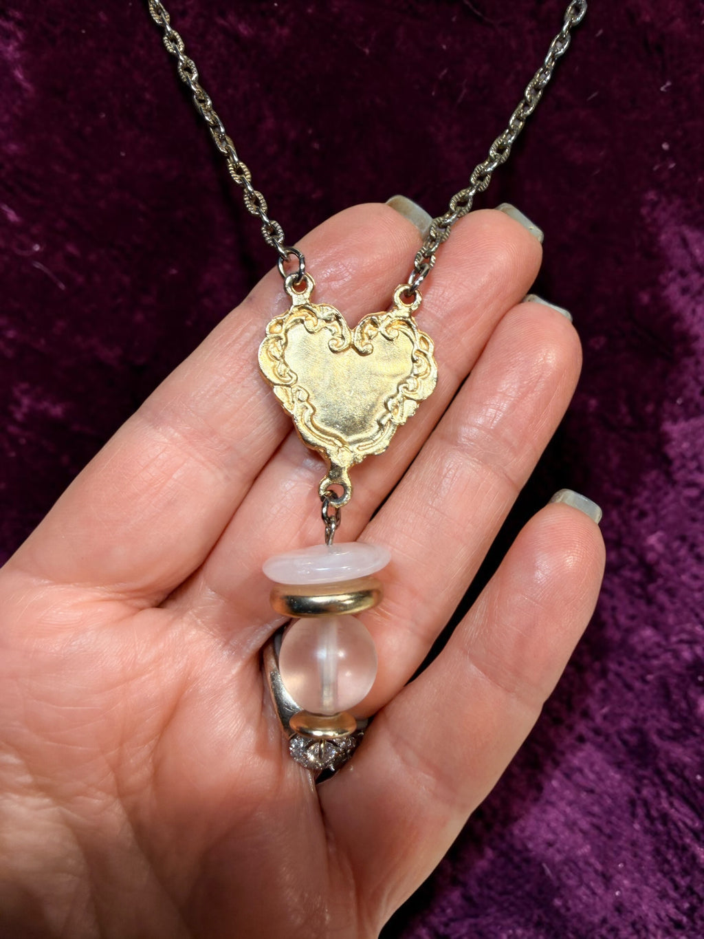LONG GOLD & BEADED NECKLACE