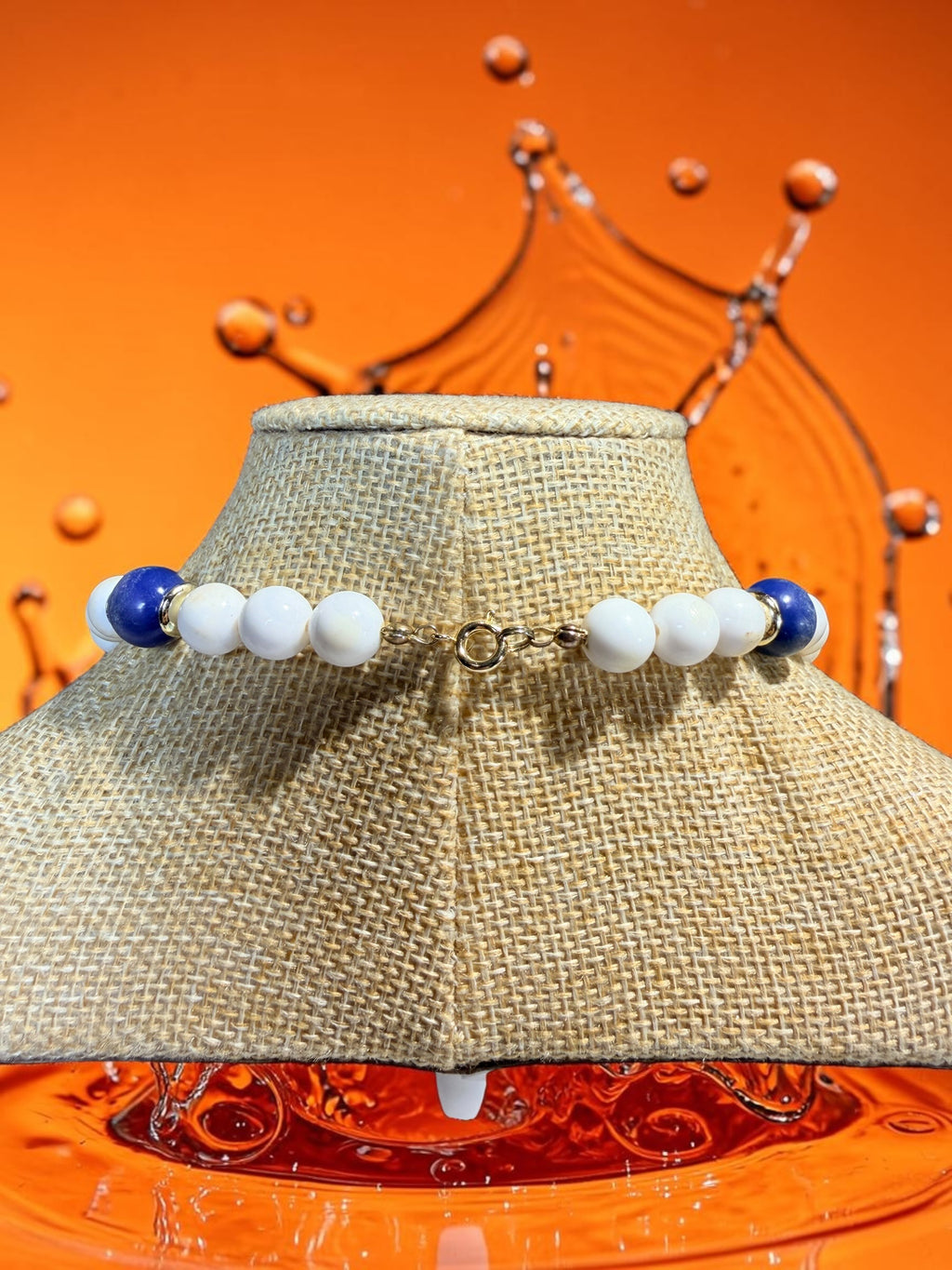 VINTAGE BLUE & WHITE BEADED NECKLACE