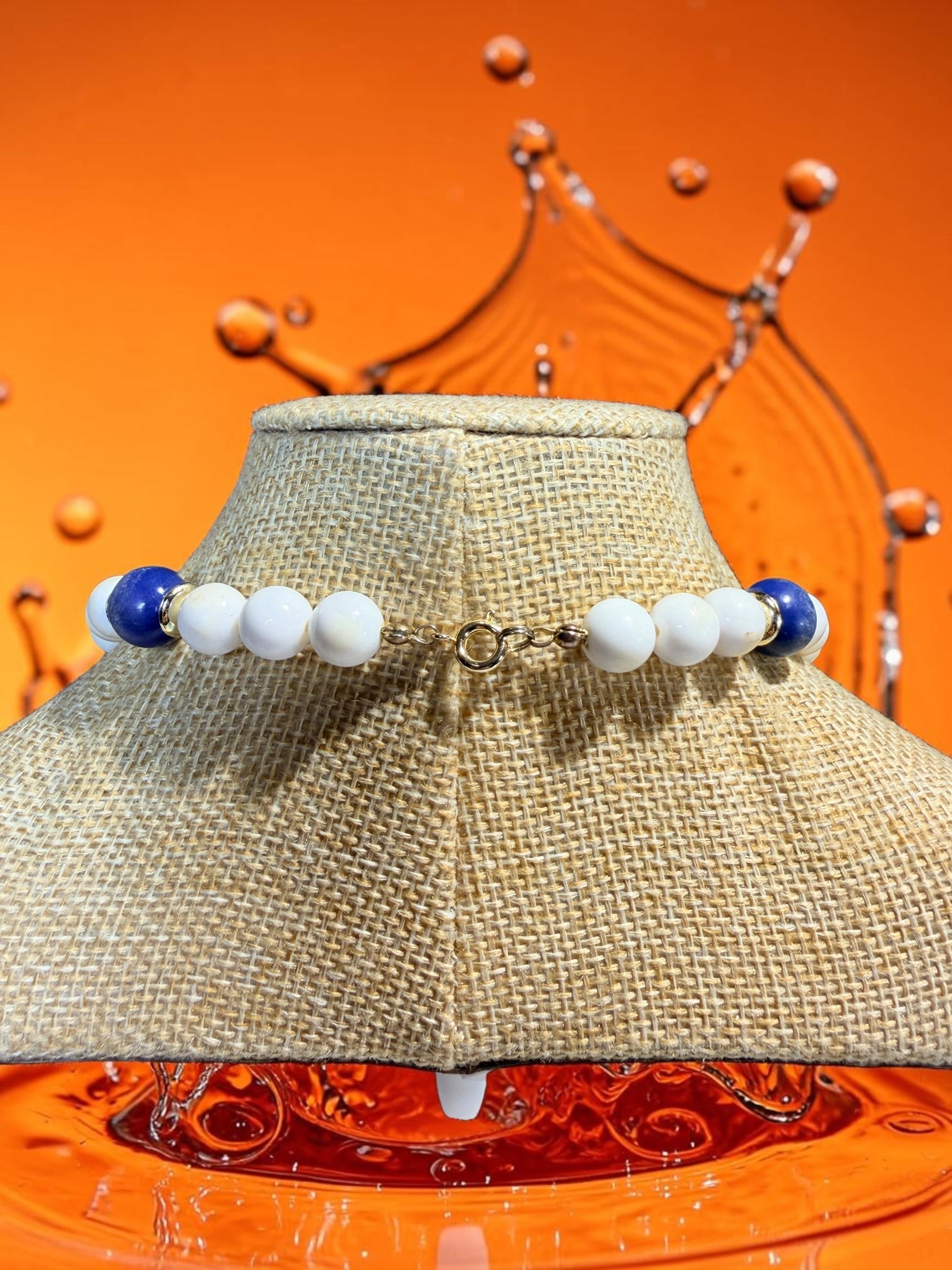 VINTAGE BLUE & WHITE BEADED NECKLACE
