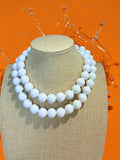 VINTAGE WHITE BEADED NECKLACE