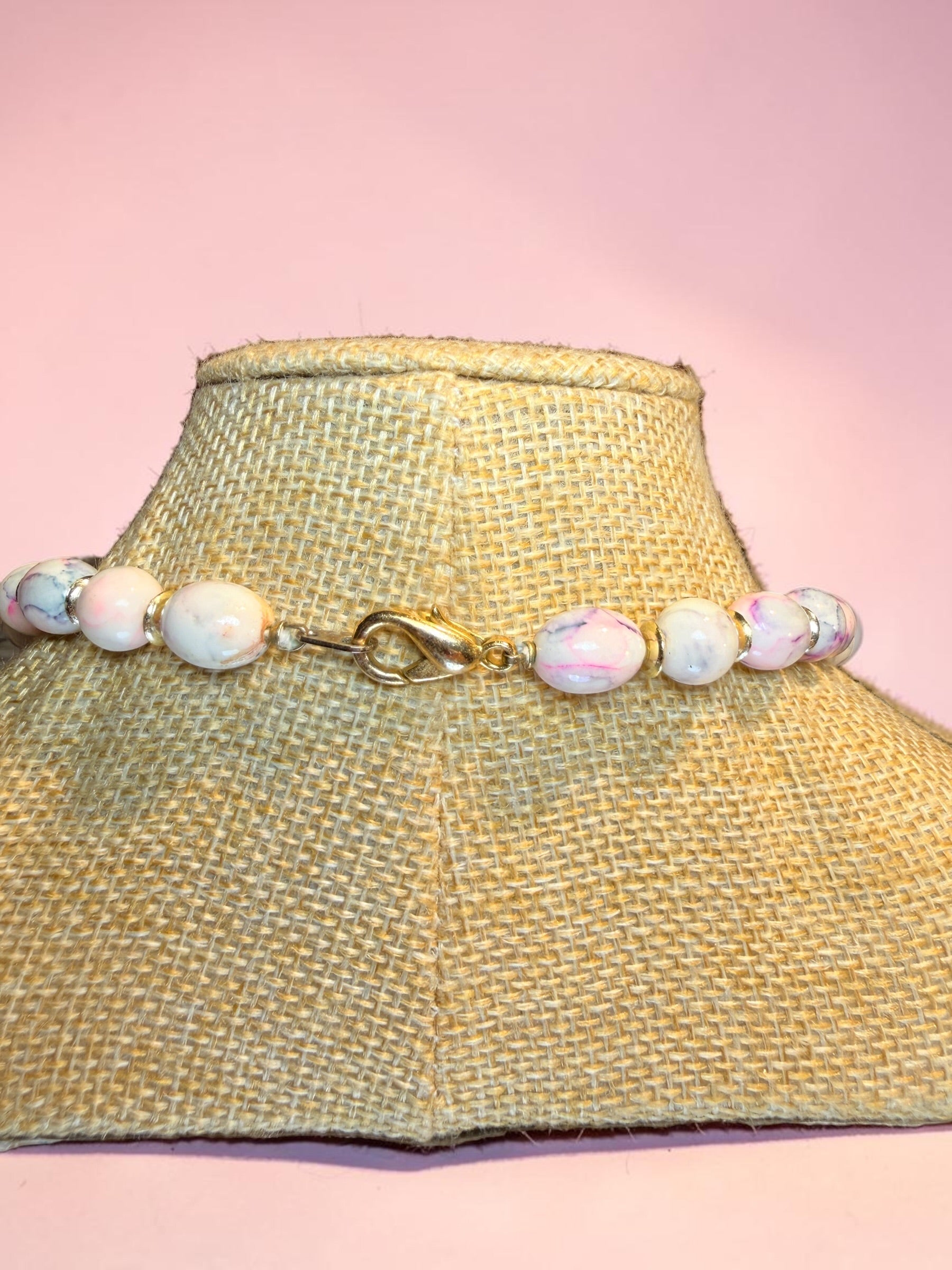 BEADED MARBLE  NECKLACE & EARRING SET