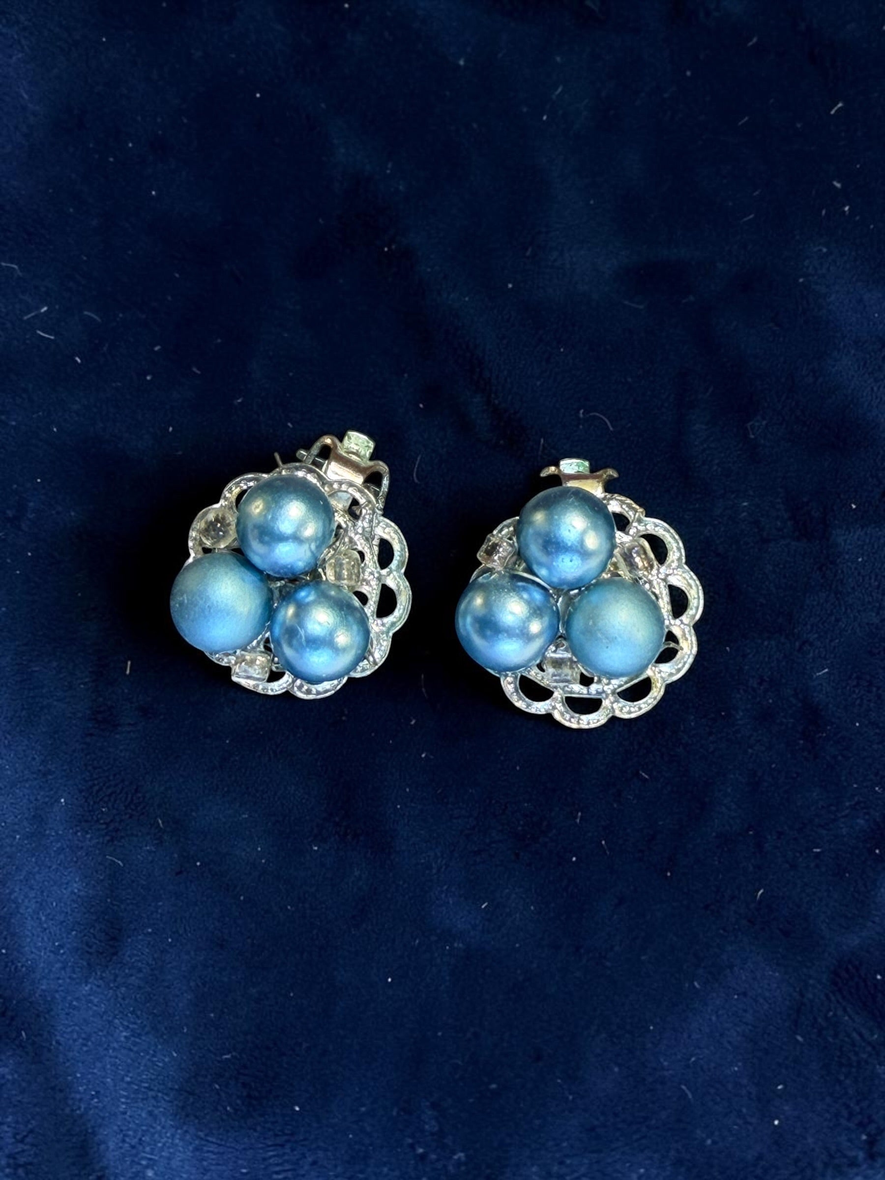 JAPANESE BLUE PEARL EARRINGS