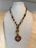 HONEY & GREEN GLASS BEADED NECKLACE