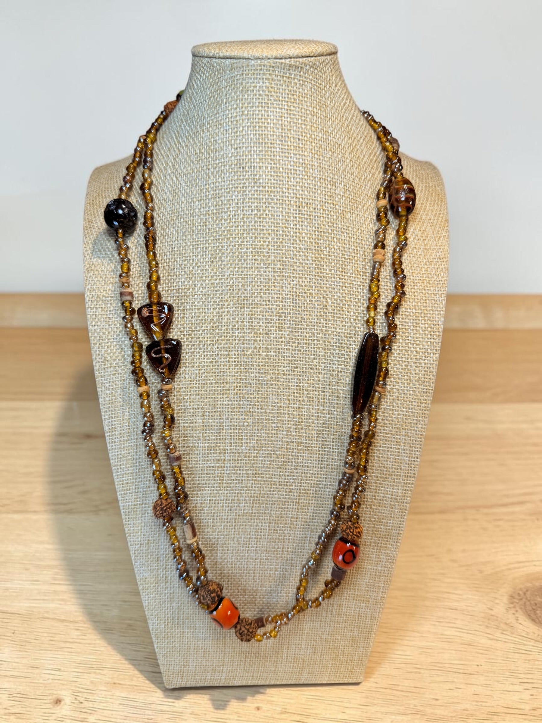 LARGE MULTI COLORED GLASS BEADED NECKLACE