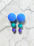 FUN BLUE, GREEN, AND PURPLE HANGING EARRINGS