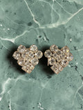 VINTAGE RHINESTONE HEART SHAPED EARRINGS