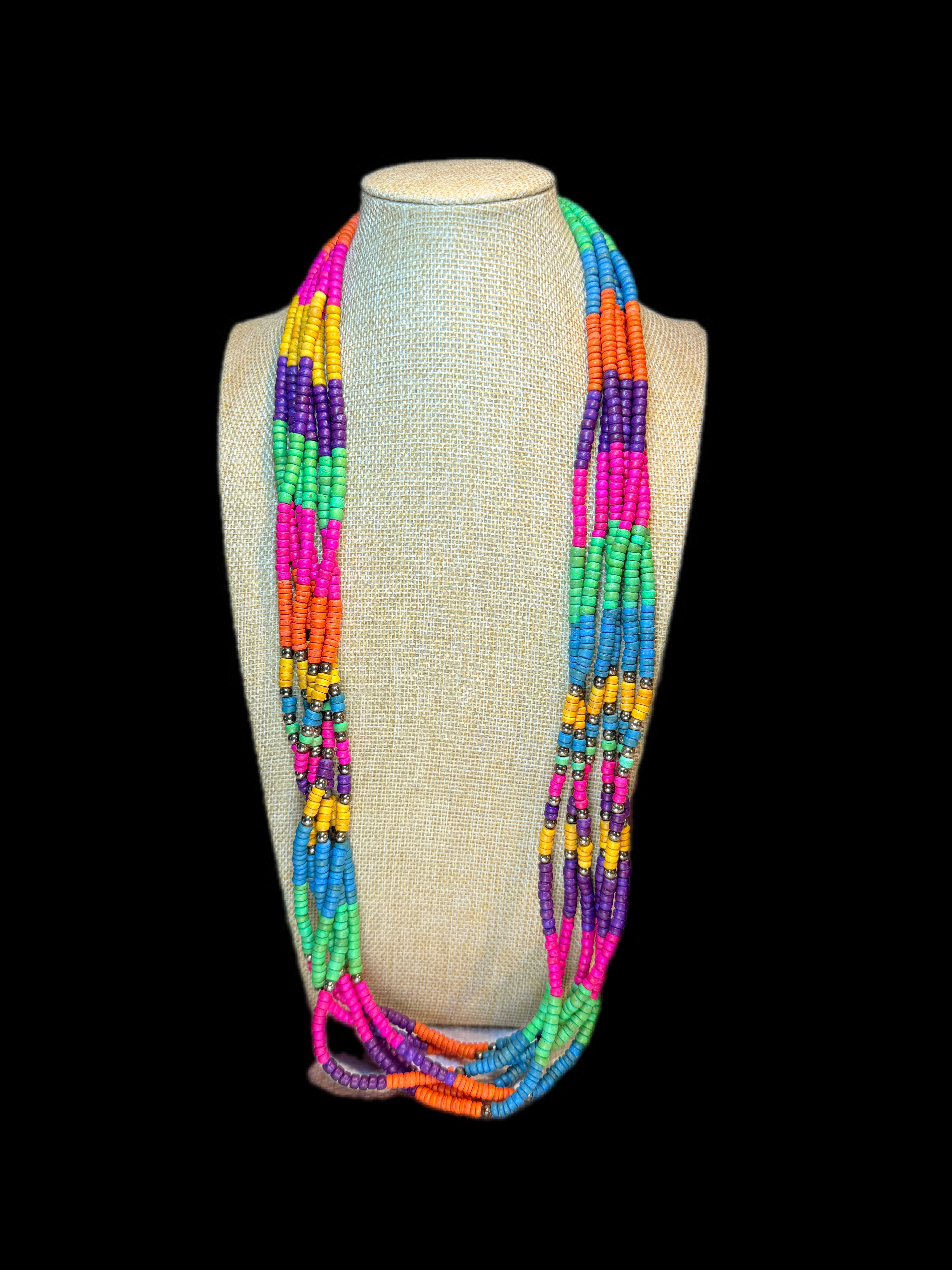 SUMMER WOOD BEADED NECKLACE