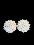 VINTAGE LARGE WHITE BEADED EARRINGS