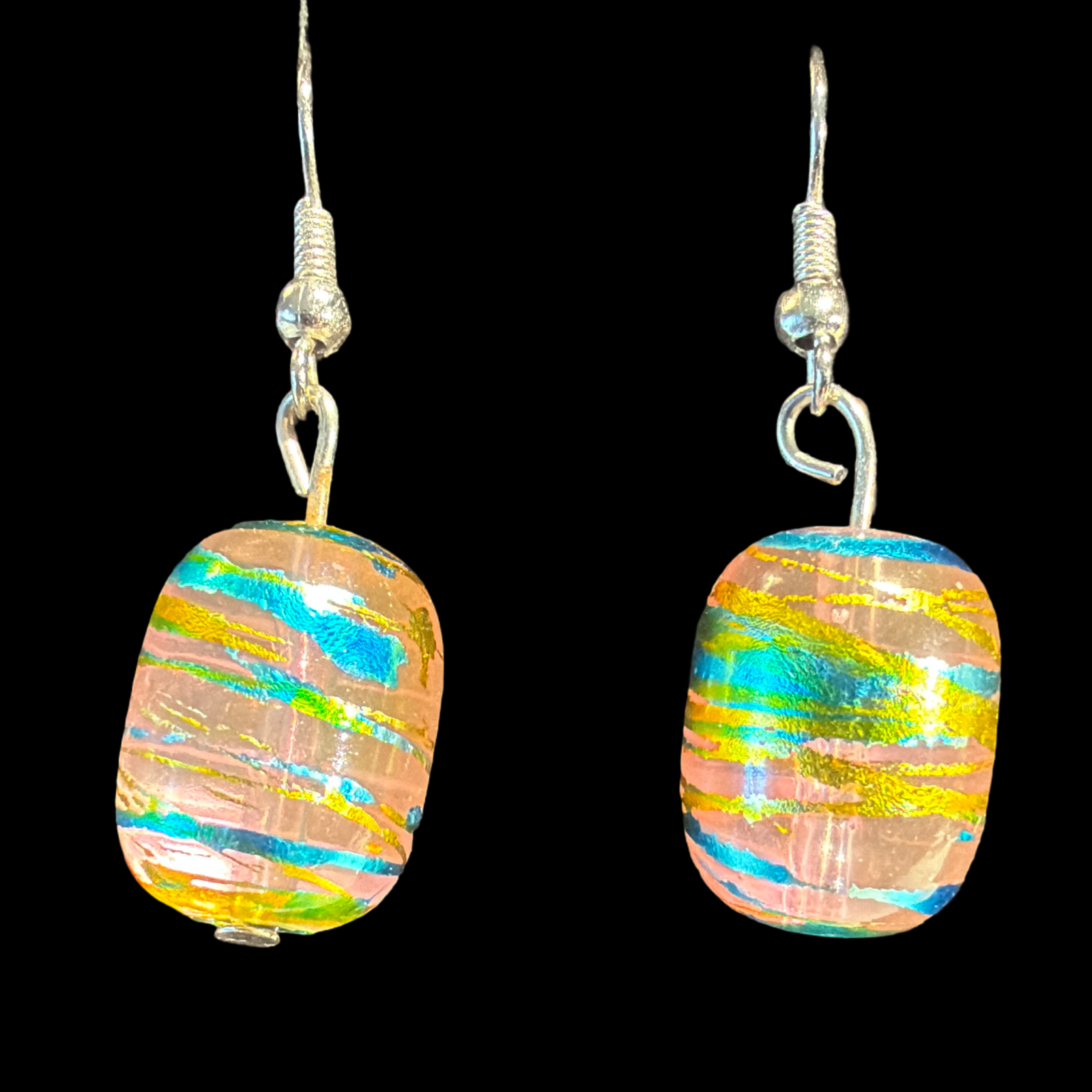 BUBBLE GUM ART GLASS EARRINGS