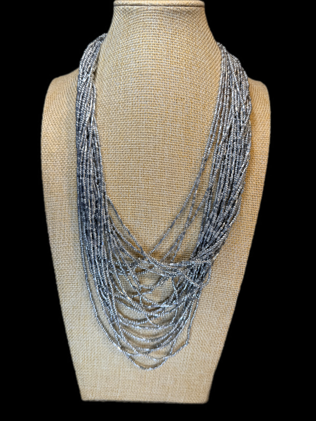 SILVER SEED BEADED NECKLACE