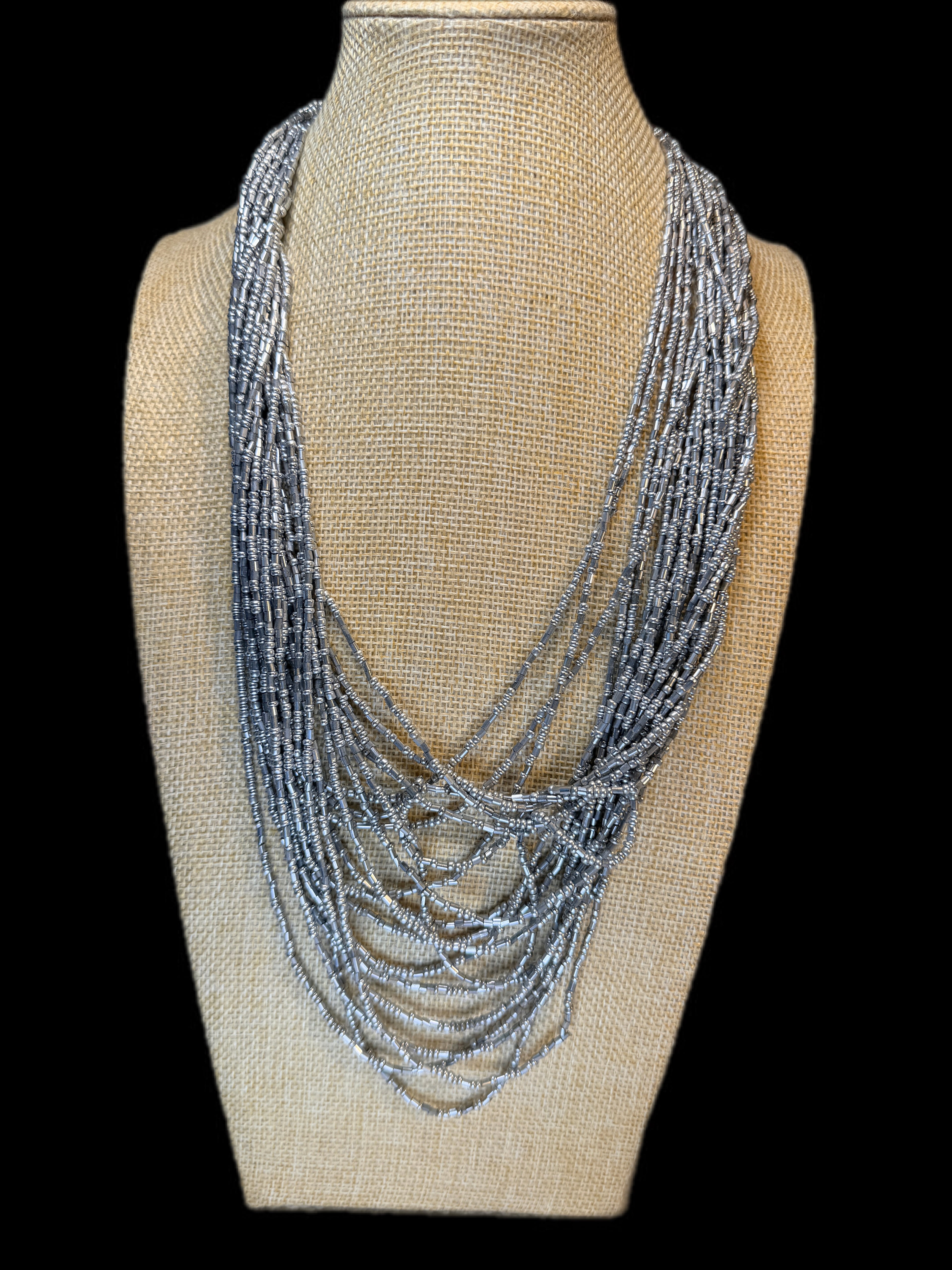 SILVER SEED BEADED NECKLACE