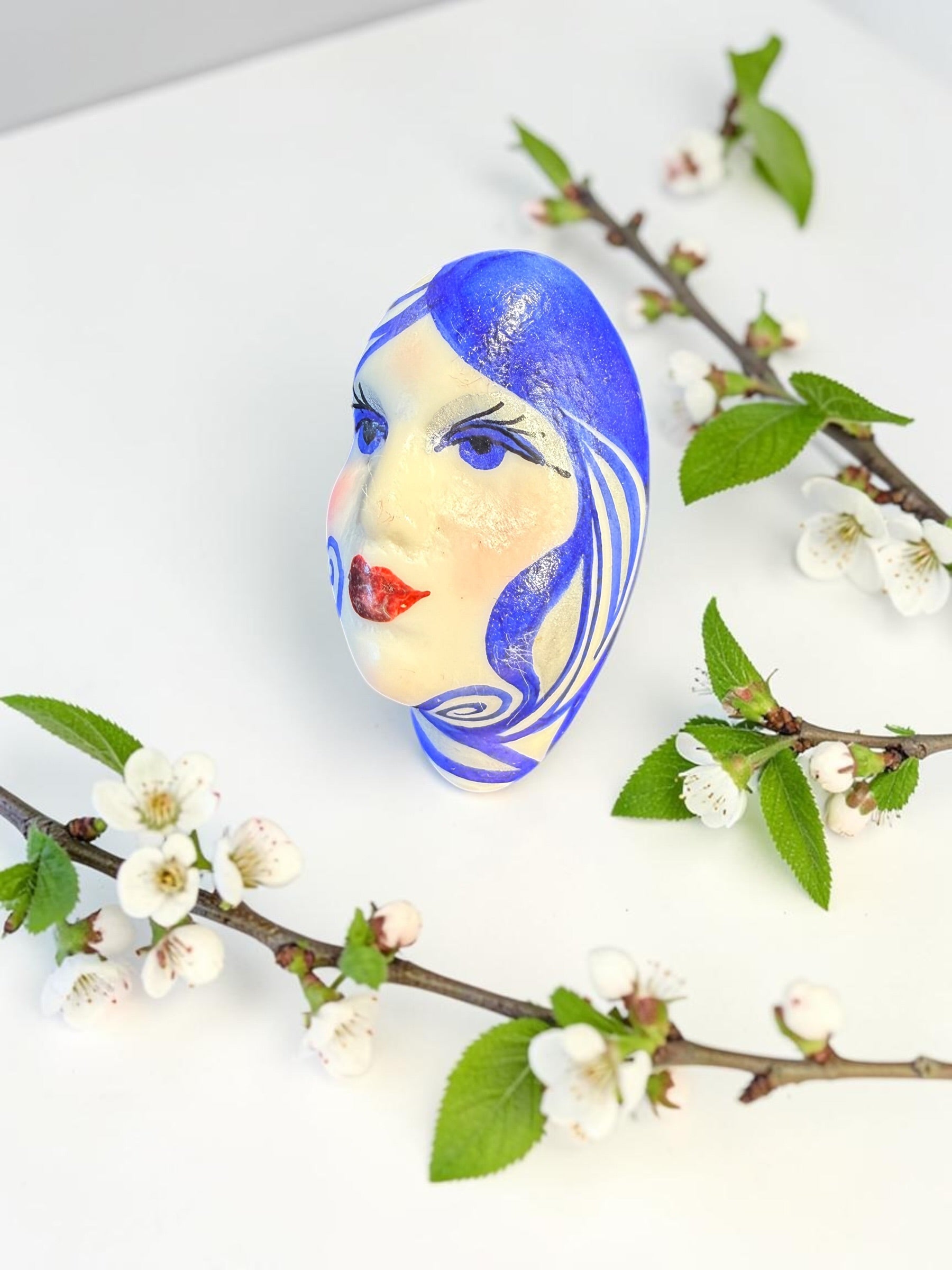 HAND PAINTED FACE, BROOCH