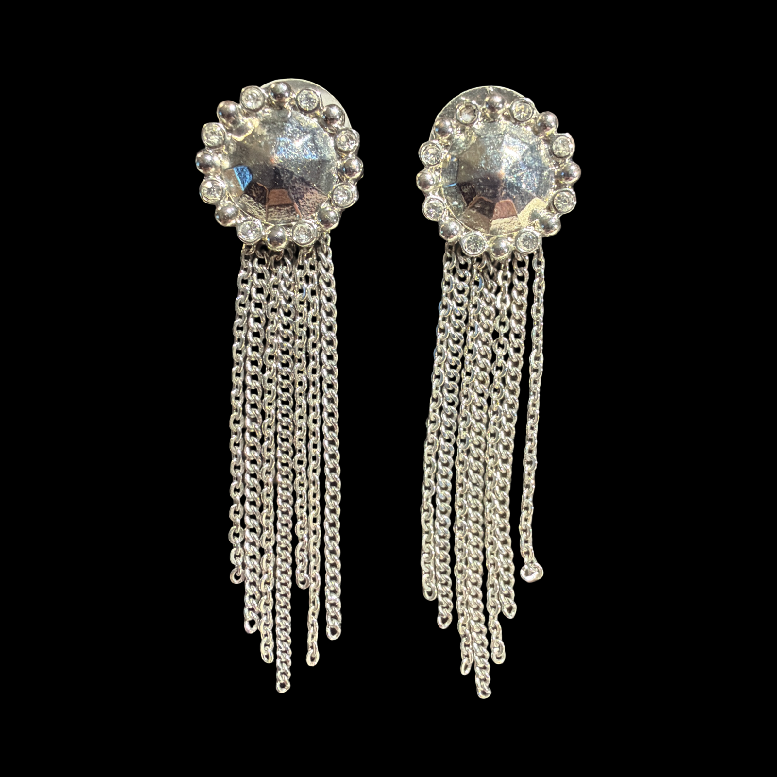 SILVER TONE STAR DUST EARRINGS