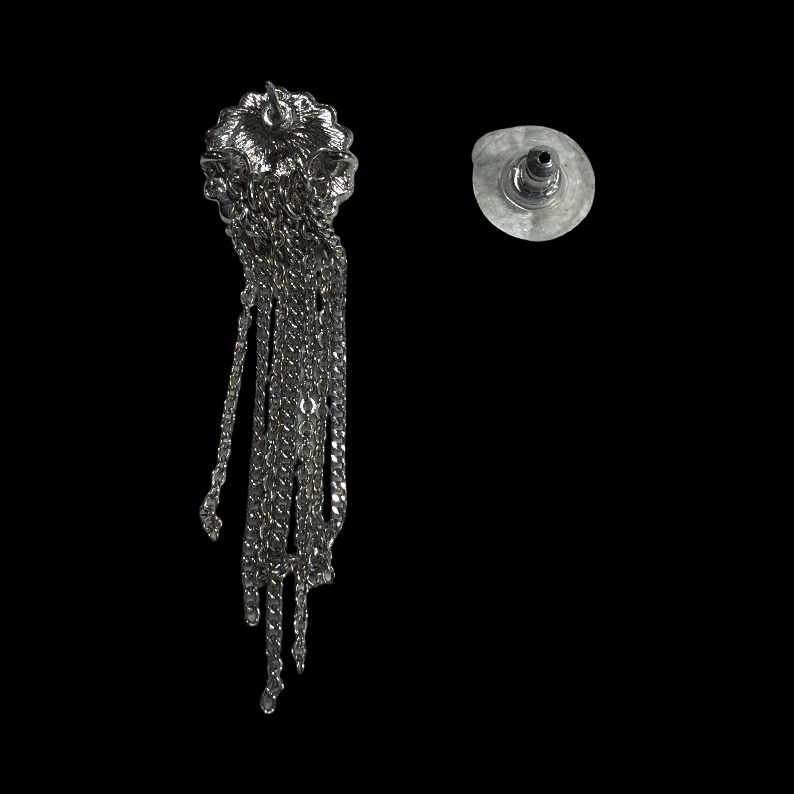 SILVER TONE STAR DUST EARRINGS