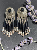 SILVER AND BLACK DANGLE EARRINGS