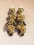 GOLD TONE AND BLACK DANGLE EARRINGS