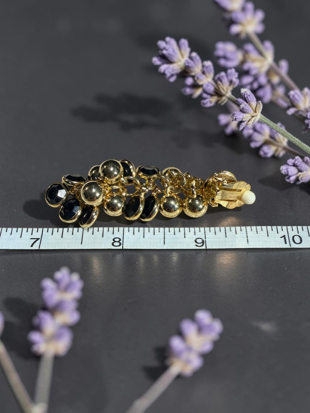 GOLD TONE AND BLACK DANGLE EARRINGS