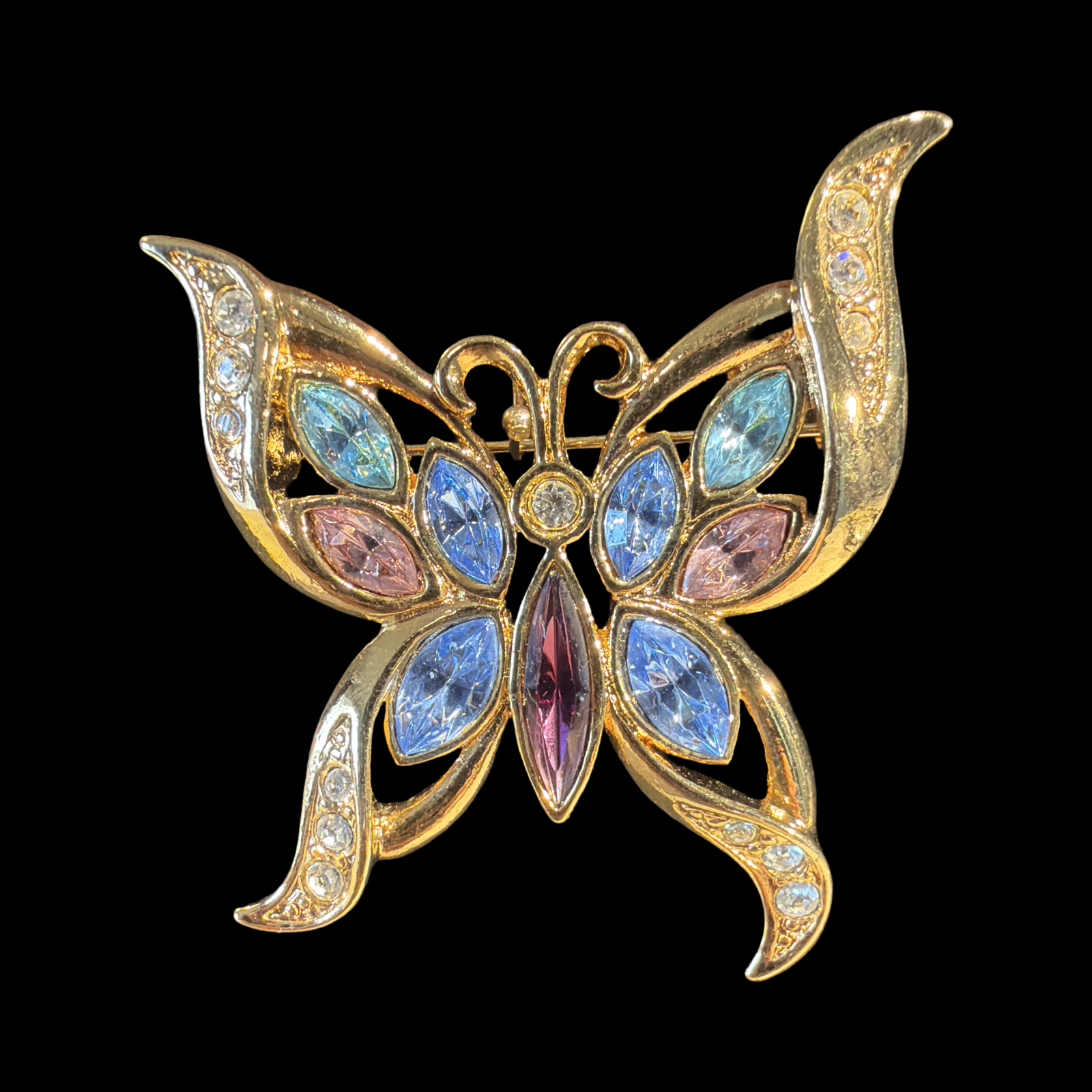 RHINESTONE BUTTERFLY BROOCH