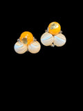 VINTAGE YELLOW & WHITE BEADED EARRINGS