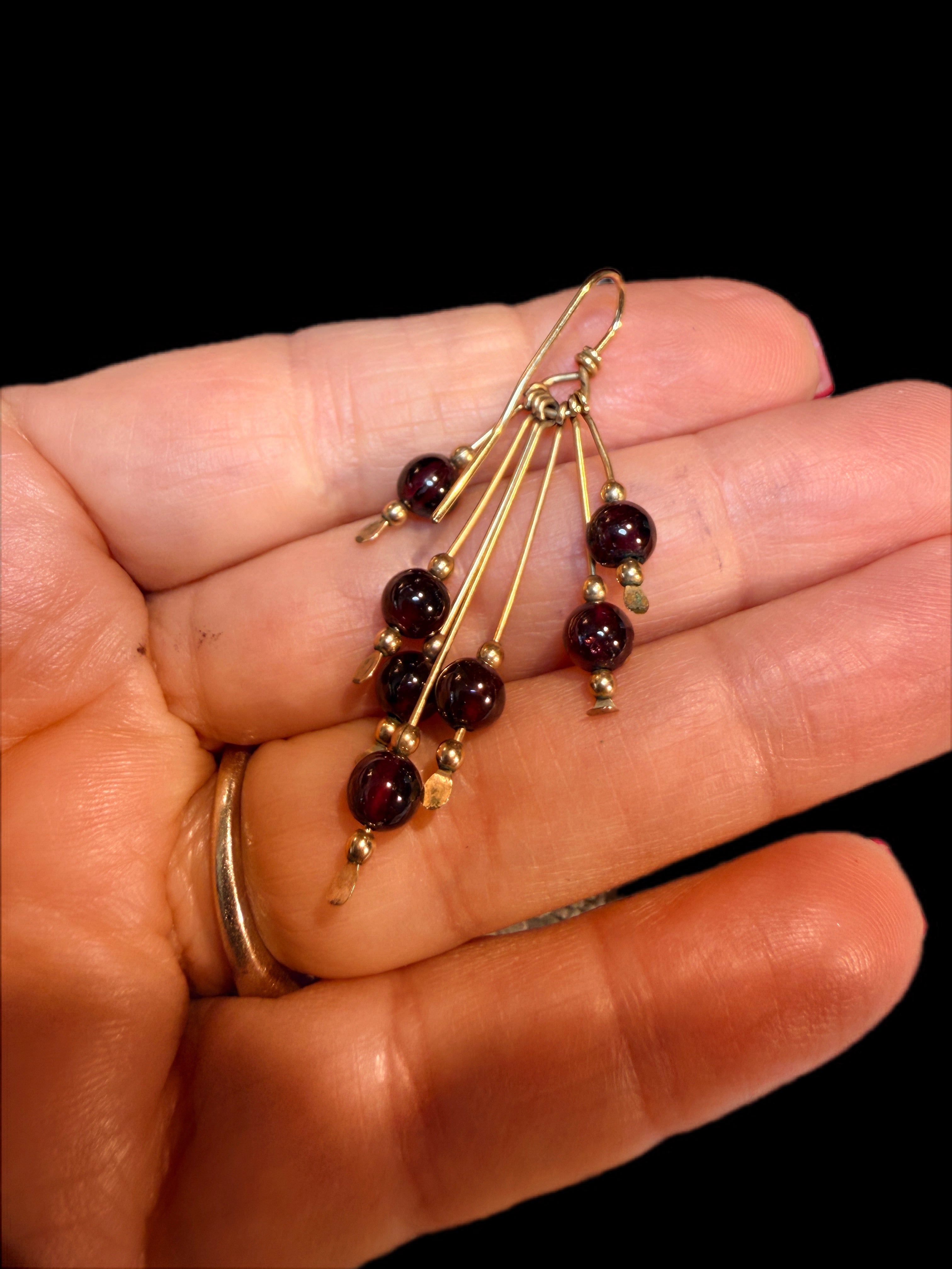 DARK RED BEADED EARRINGS