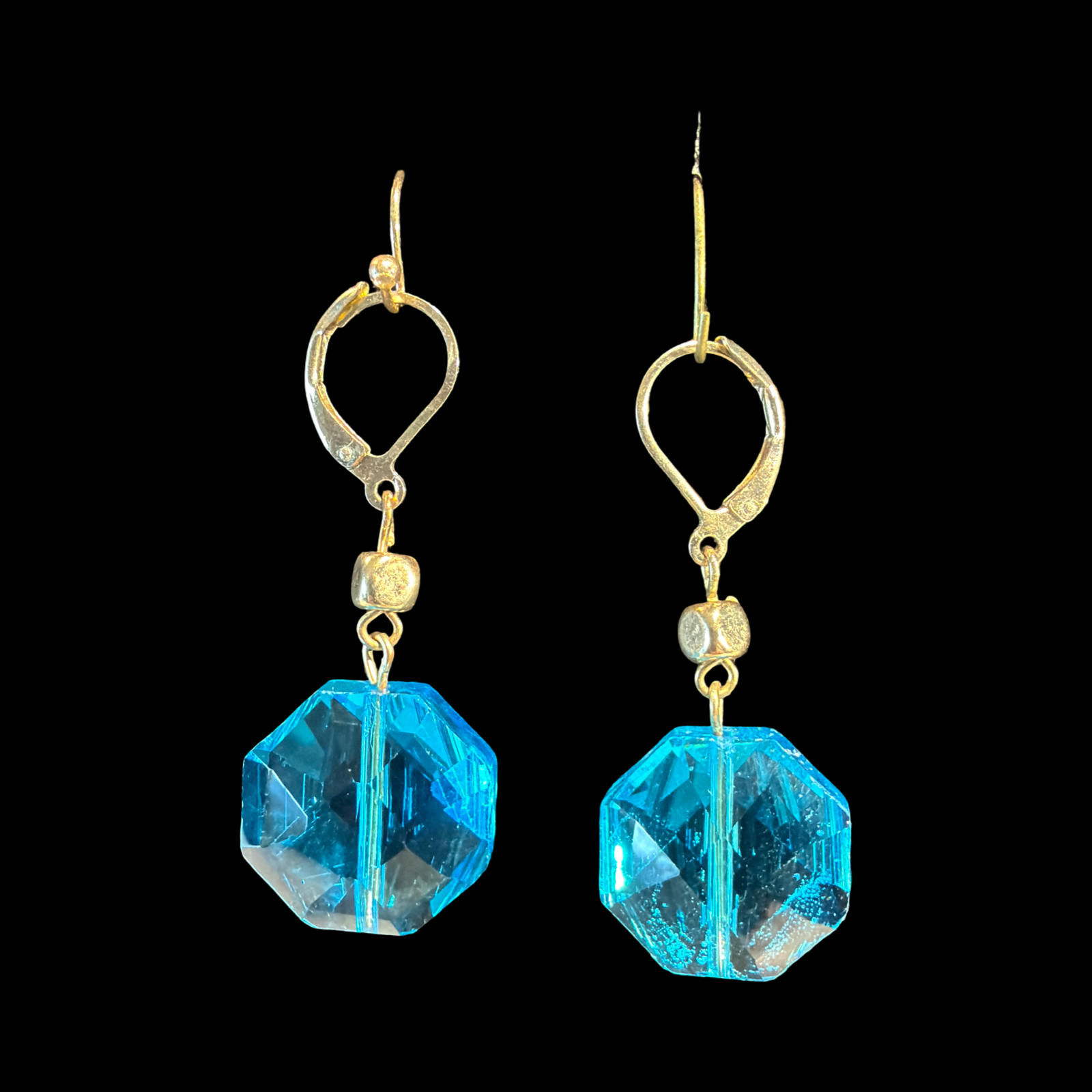 BLUE HEXAGON EARRINGS