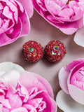 VINTAGE RED AB GLASS & SEED BEAD EARRINGS
