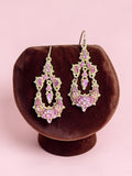 PURPLE RHINESTONE DANGLE EARRINGS