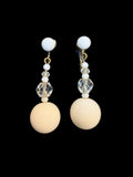 VINTAGE JAPANESE WHITE GLASS DANGLE EARRINGS