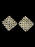 LARGE SQUARE SILVER BEADED EARRINGS