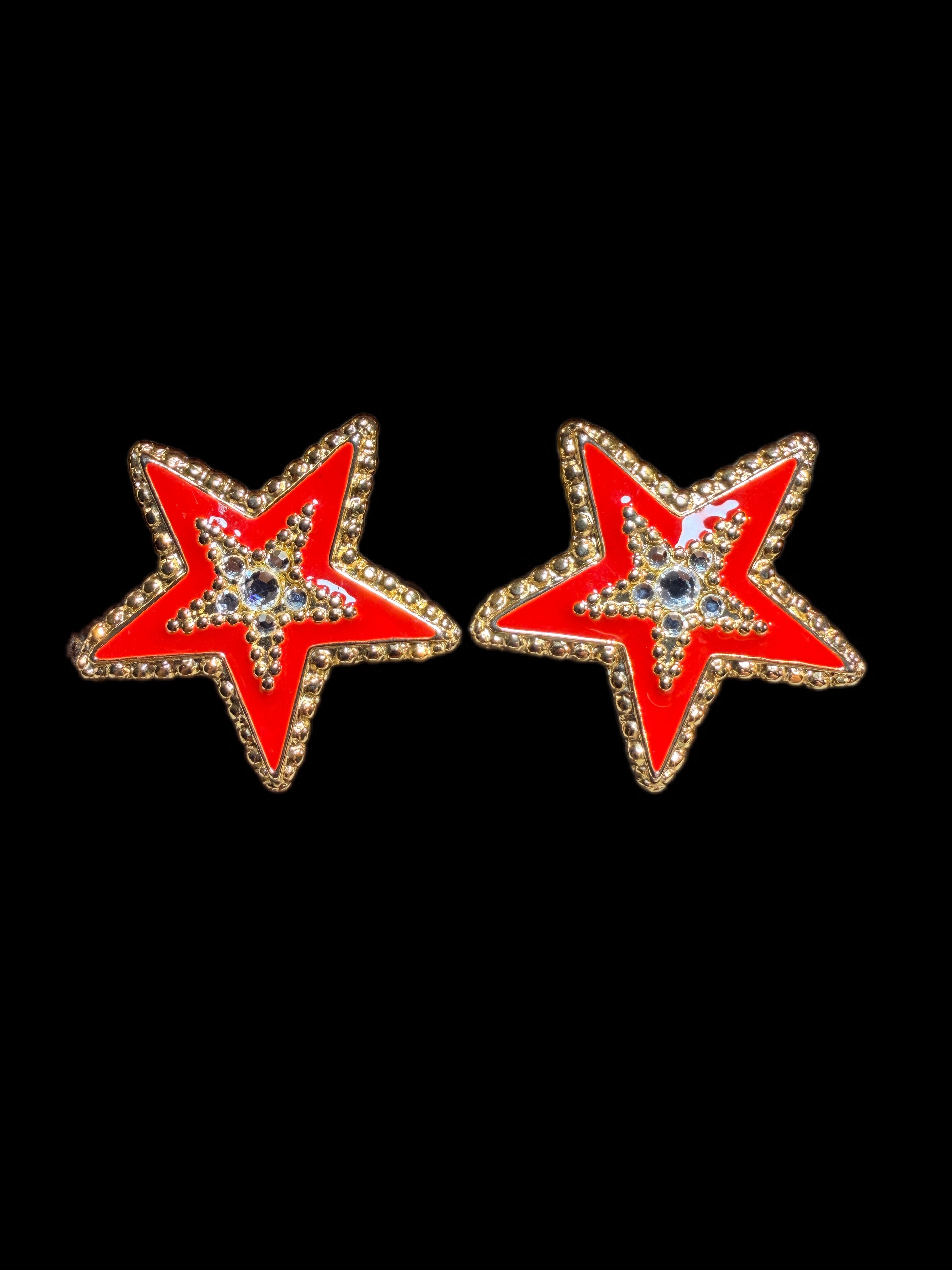 RED & GOLD STAR EARRINGS