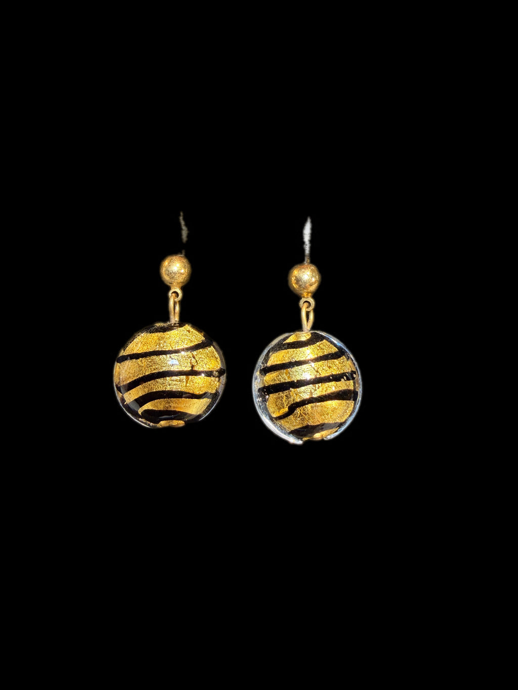 GOLD & BLACK GLASS EARRINGS