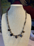 SMOKEY GREY GLASS BEAD NECKLACE