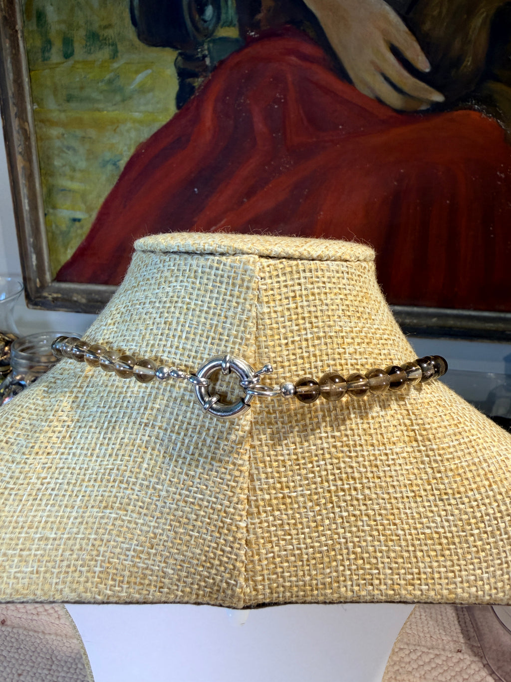 SMOKEY GREY GLASS BEAD NECKLACE