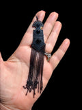LONG GOTH MATTE BLACK EARRINGS