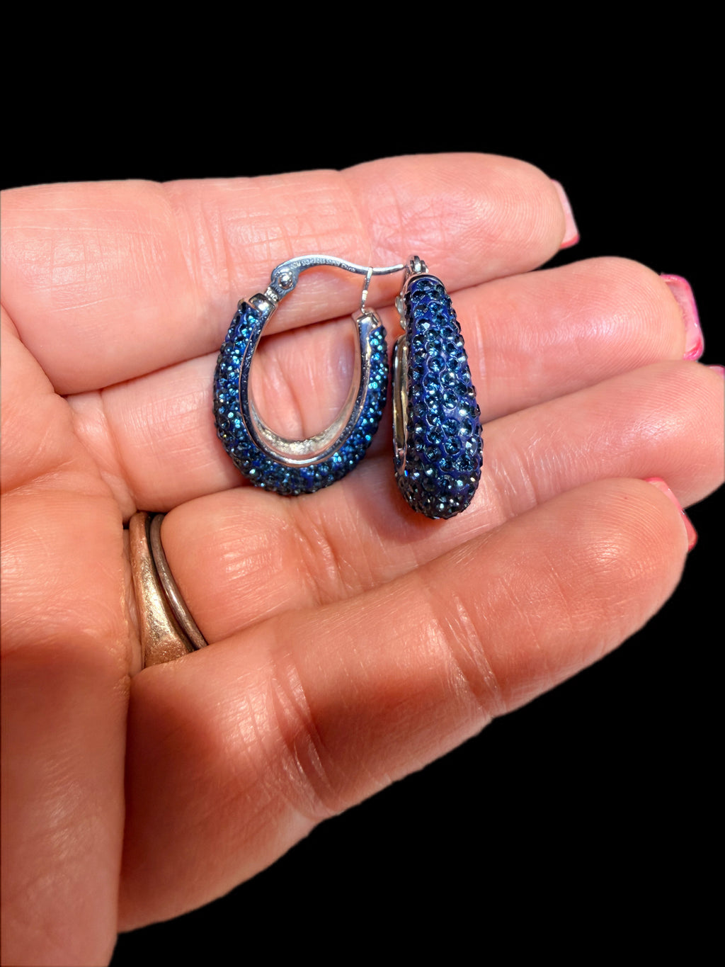 BLUE RHINESTONE EARRINGS