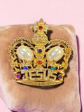 "KING ME" CROWN BROOCH