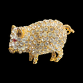 RHINESTONE PIG BROOCH
